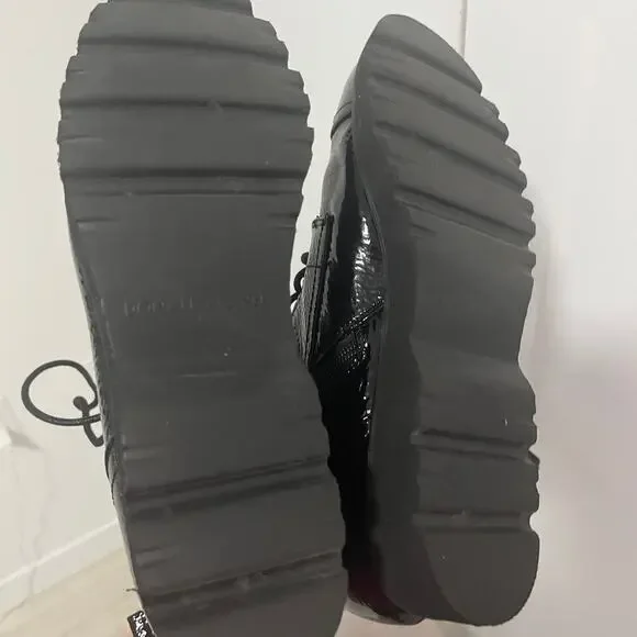 Donald Pliner Black Patent Leather Camren Combat Boots Size 10 - Picture 7 of 9